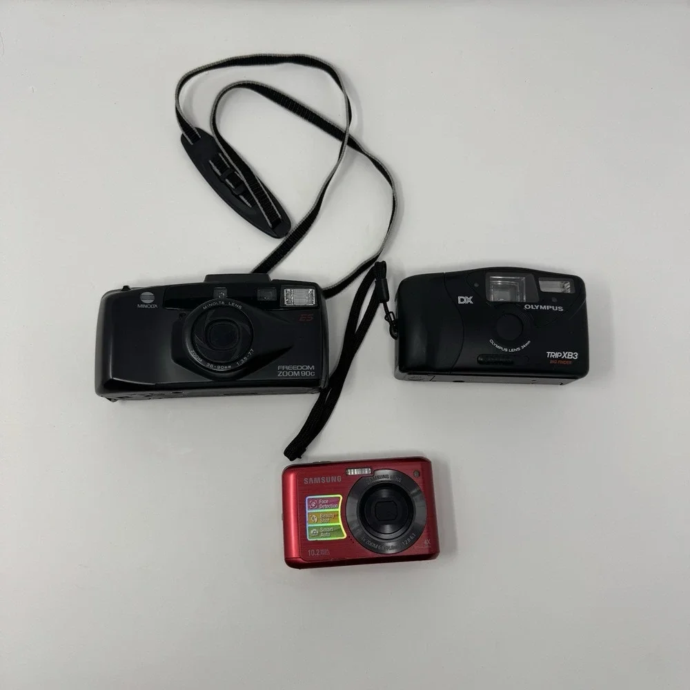 FOR PARTS Lot 3 Cameras‎ Samsung SL35/Olympus Trip XB3/Minolta Freedom Zoom 90c